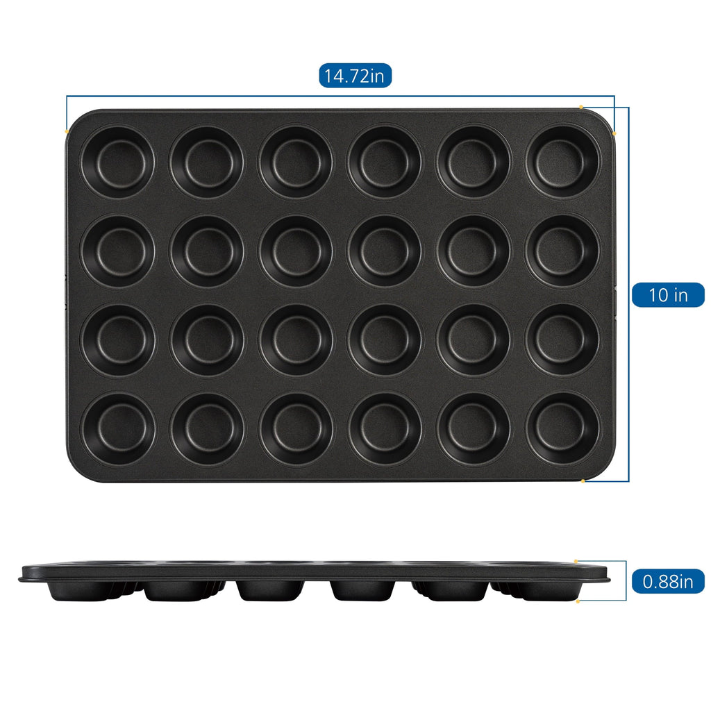 Mainstays 24 Cavity Mini Muffin Pan, Non-Stick Bakeware,1.8 inch Diameter Cups,Gray,Carbon Steel - Image 4