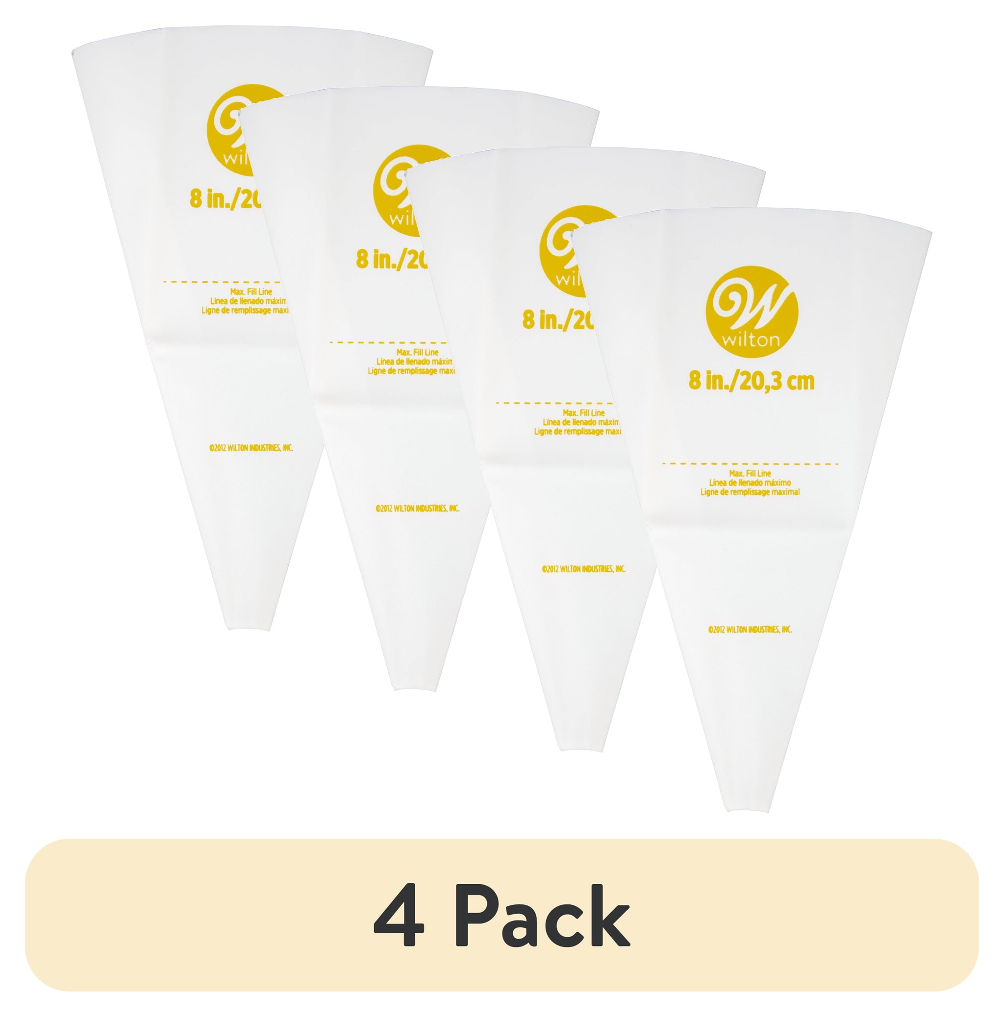 (4 pack) Wilton Reusable Featherweight Decorating Piping Bag, Plastic, 8-in.