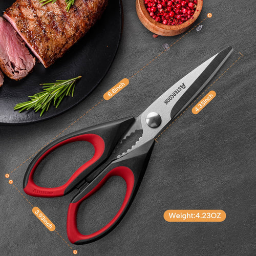 Astercook 2 Pcs Kitchen Scissors, Heavy Duty Shears with Serrated Blade, Ergonomic Handle Food Scissor for Poultry, H... - Image 2