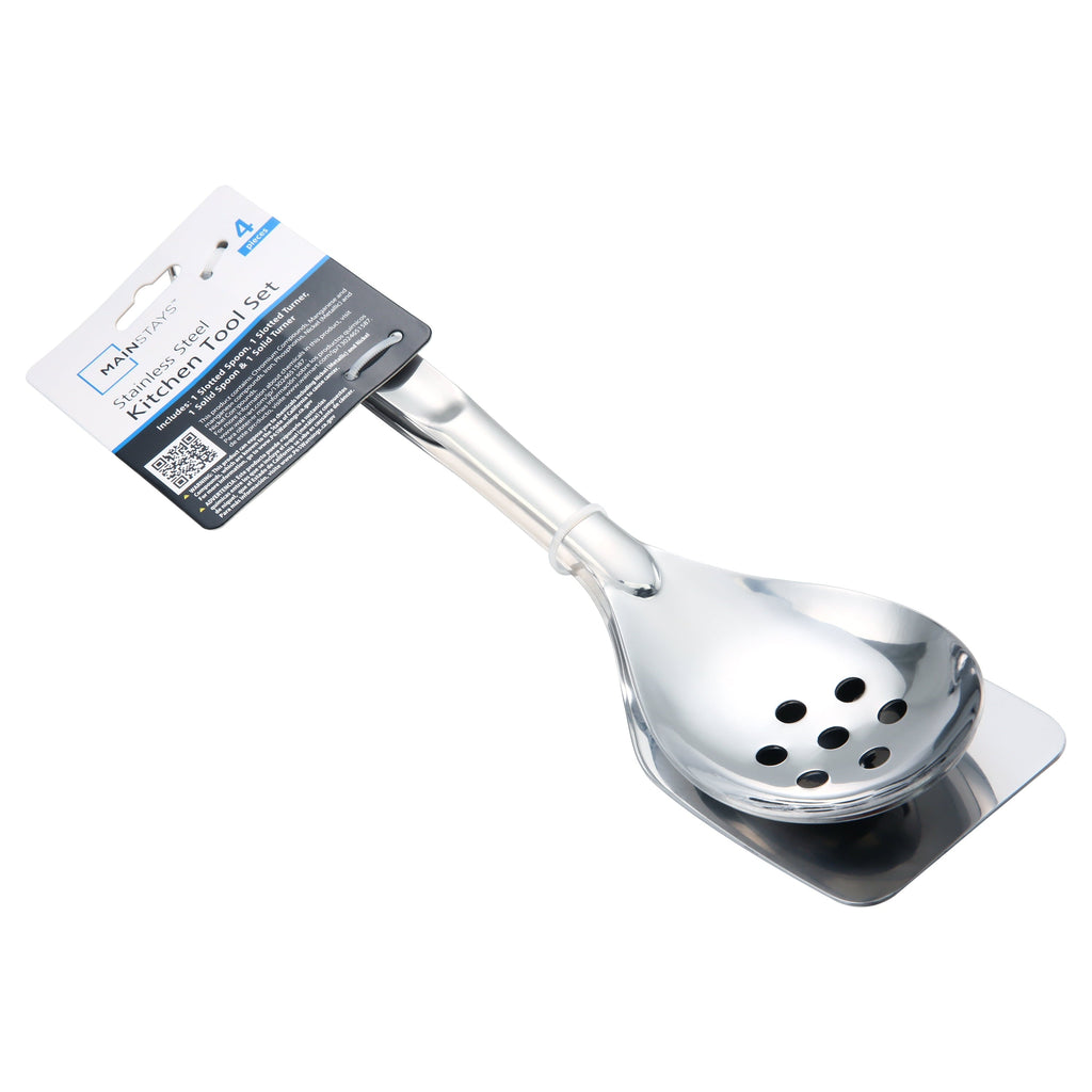 Mainstays Stainless Steel 4-Piece Utensil Set: Includes Spatula, Slotted Spatula, Spoon, and Slotted Spoon - Image 6